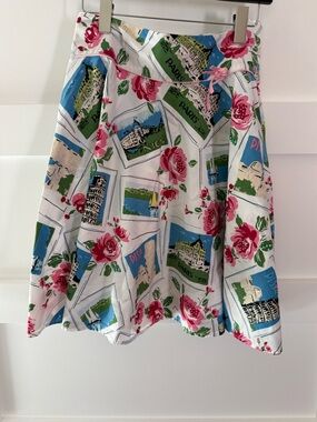 Context Floral Print Skirt in White, Green, Pink and Blue